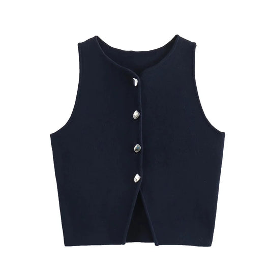 Cropped Sleeveless Knit Vest