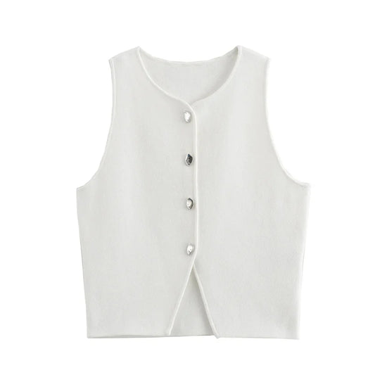 Cropped Sleeveless Knit Vest