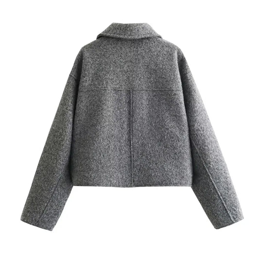 Cropped Jacket for Women Short Coat Tweed Jacket Zip Crop